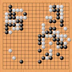 Black: Rui Naiwei vs. White: Yi Ch'ang-ho, Challengers' Final, 43rd Kuksu tournament. Position after move 93. An illustrative go position